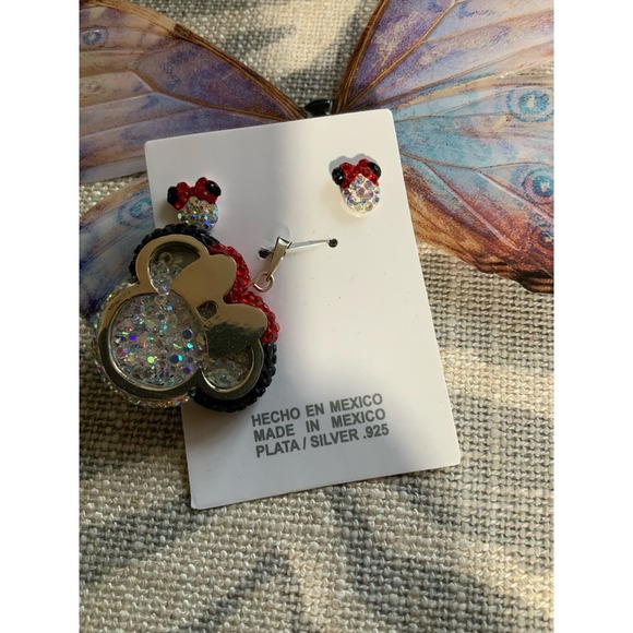 Sterling Silver 925 Minnie Mouse Charm Set with Crystals - Picture 4 of 6